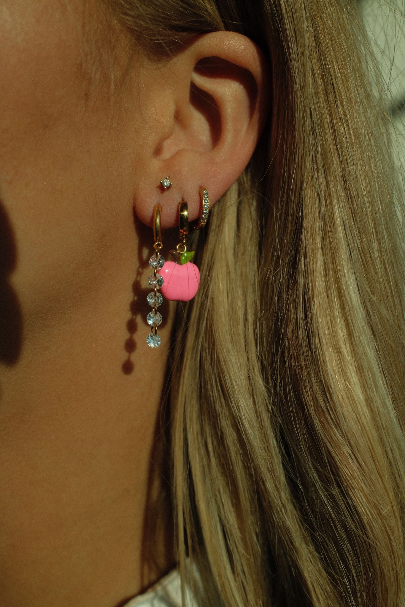 Pink Apple Earrings (18k gold)