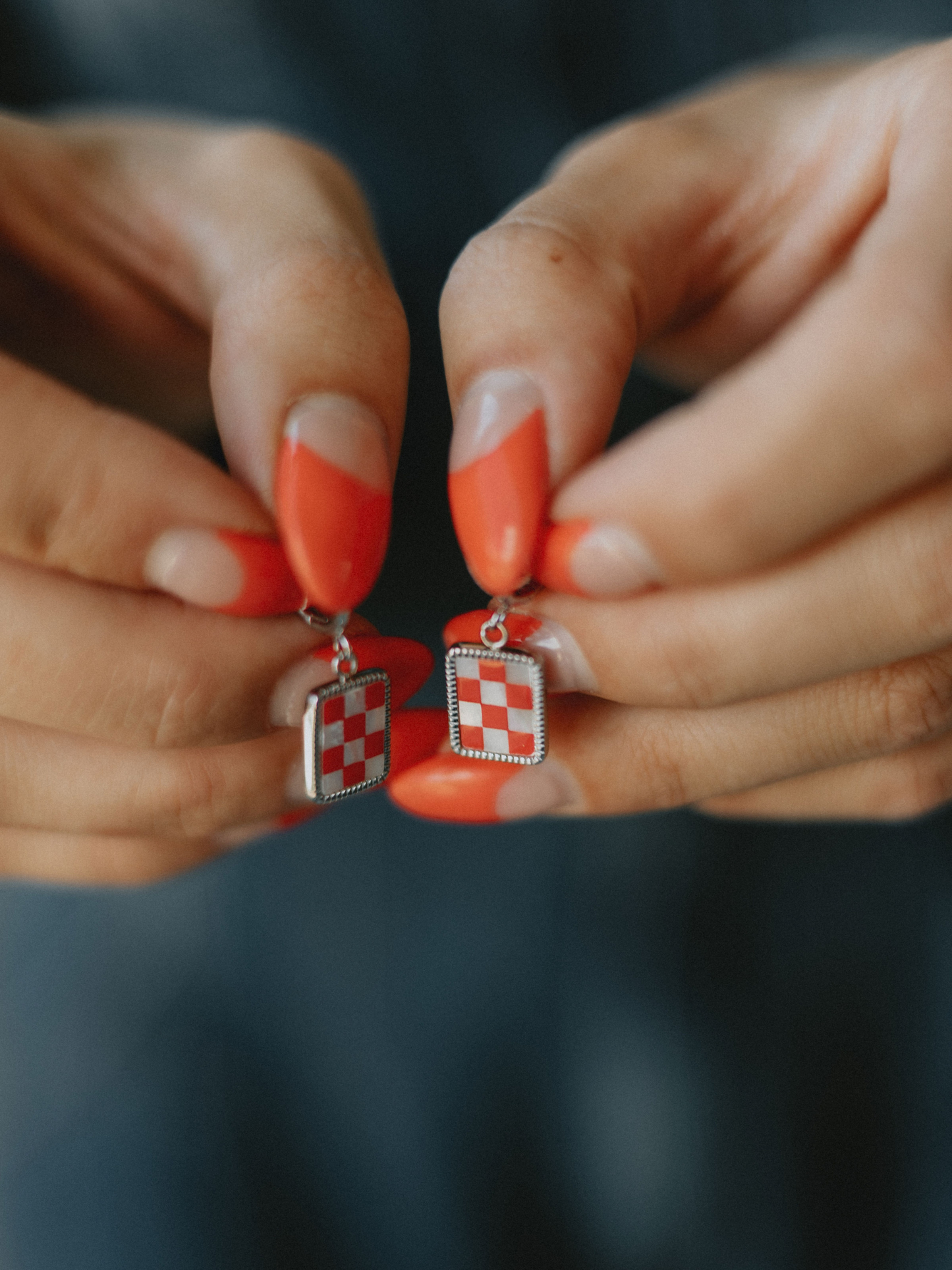 Red Checkered Hoops (Silver)