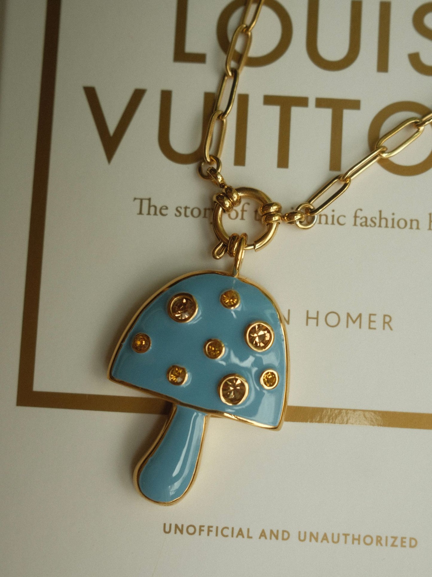 Blue Mushroom Necklace (18k gold)