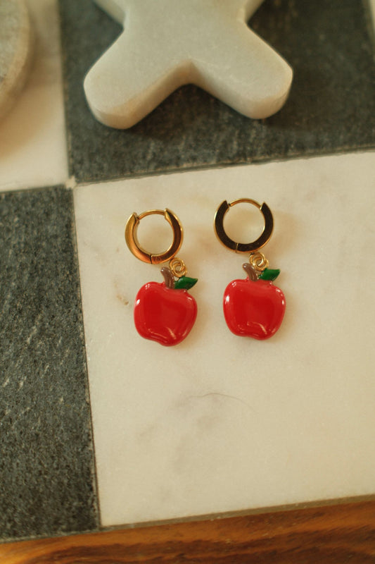 Red Apple Earrings (18k gold)