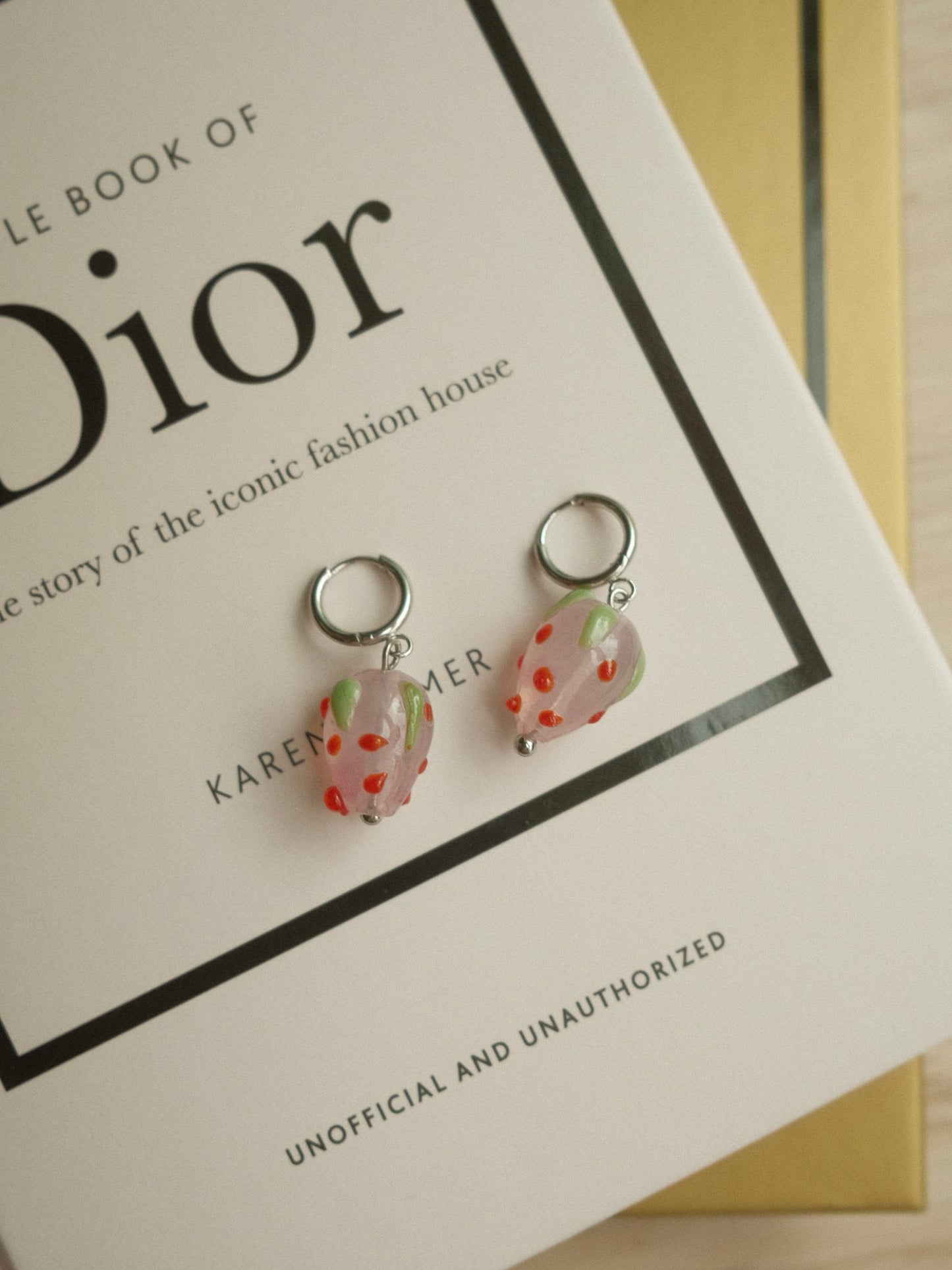 Pink Strawberry Earrings (silver)