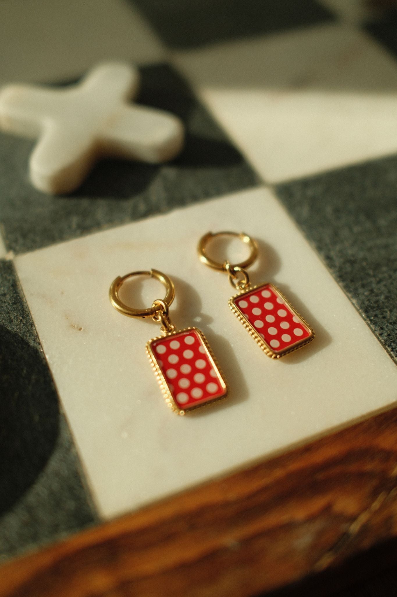Red Polka Dot Earrings (18k gold)