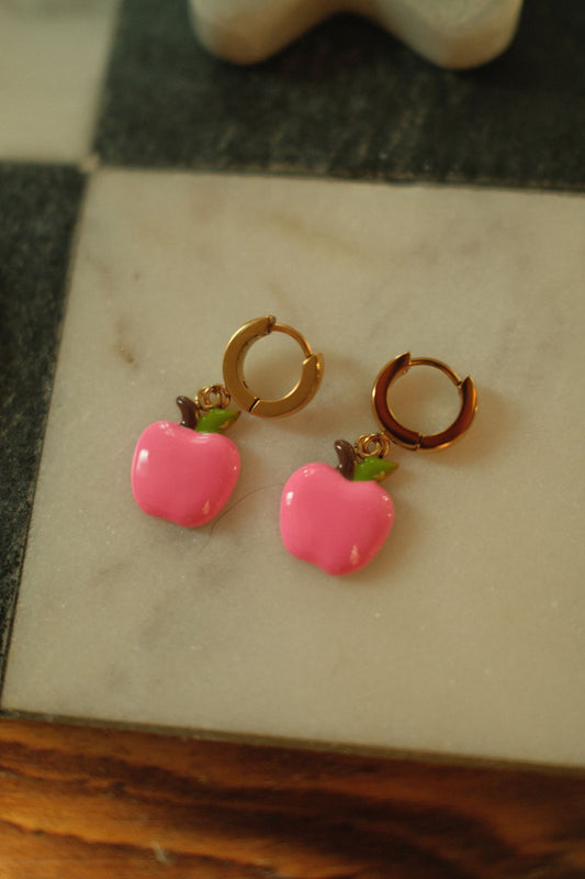 Pink Apple Earrings (18k gold)