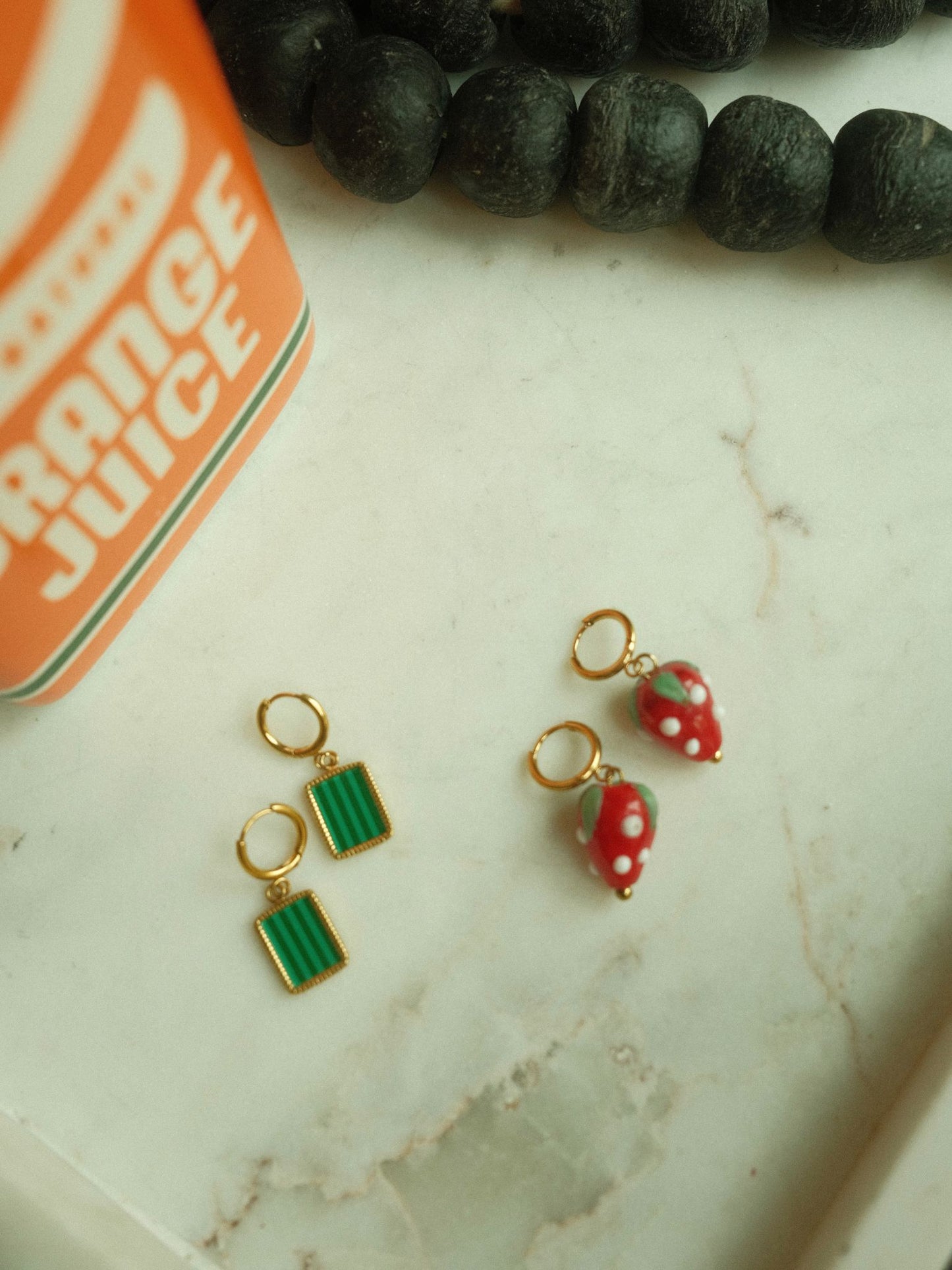 Red Strawberry Earrings (18k gold)