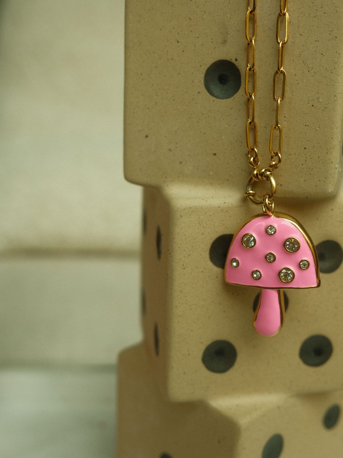 Pink Mushroom Necklace (18k gold)