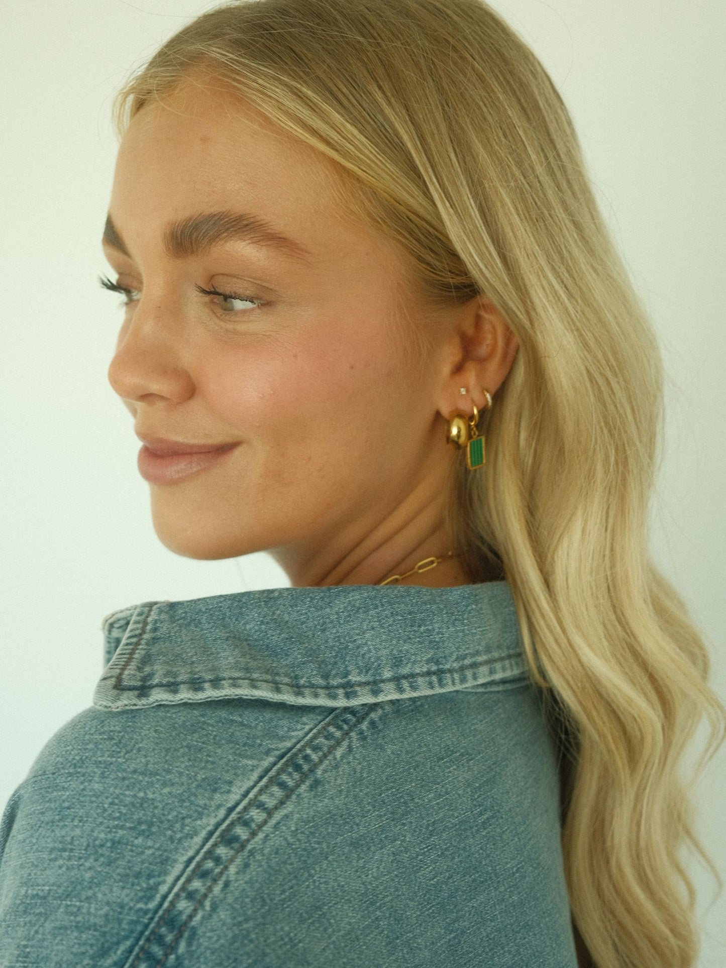 Green Striped Earrings (18k gold)