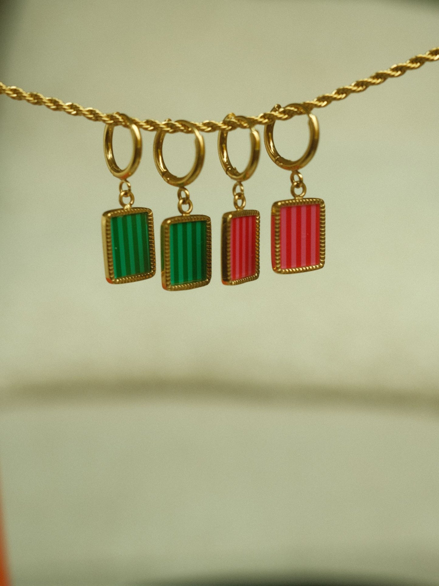 Red Striped Earrings (18k gold)