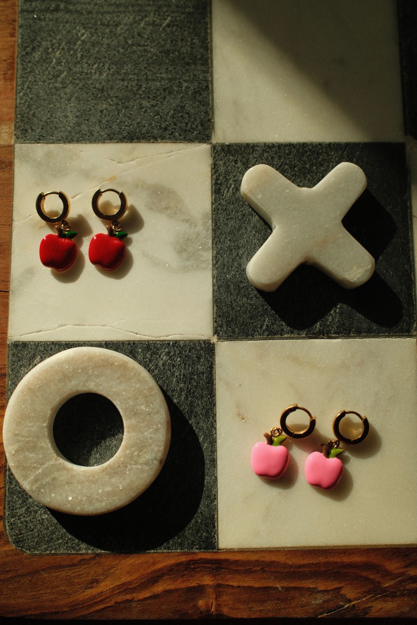Pink Apple Earrings (18k gold)