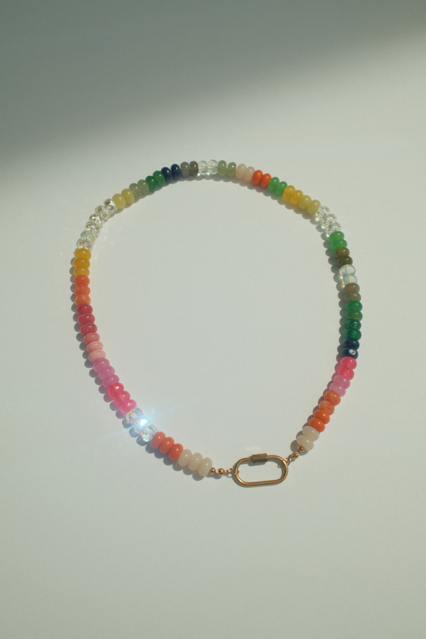 Rainbow Stone Necklace Carabiner