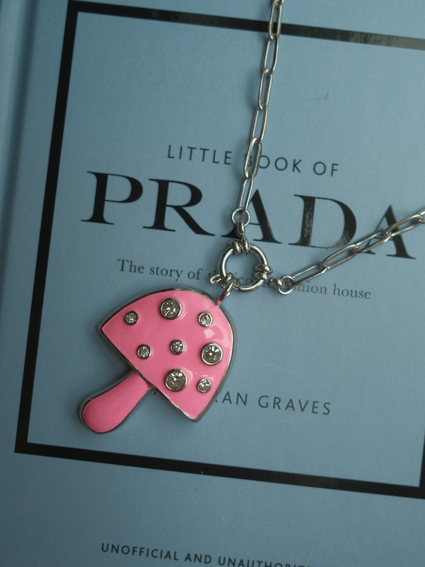 Pink Mushroom Necklace (silver)