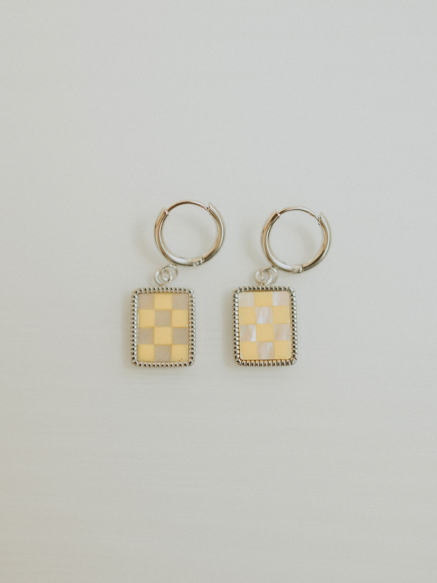 Yellow Checkered Hoops (Silver)