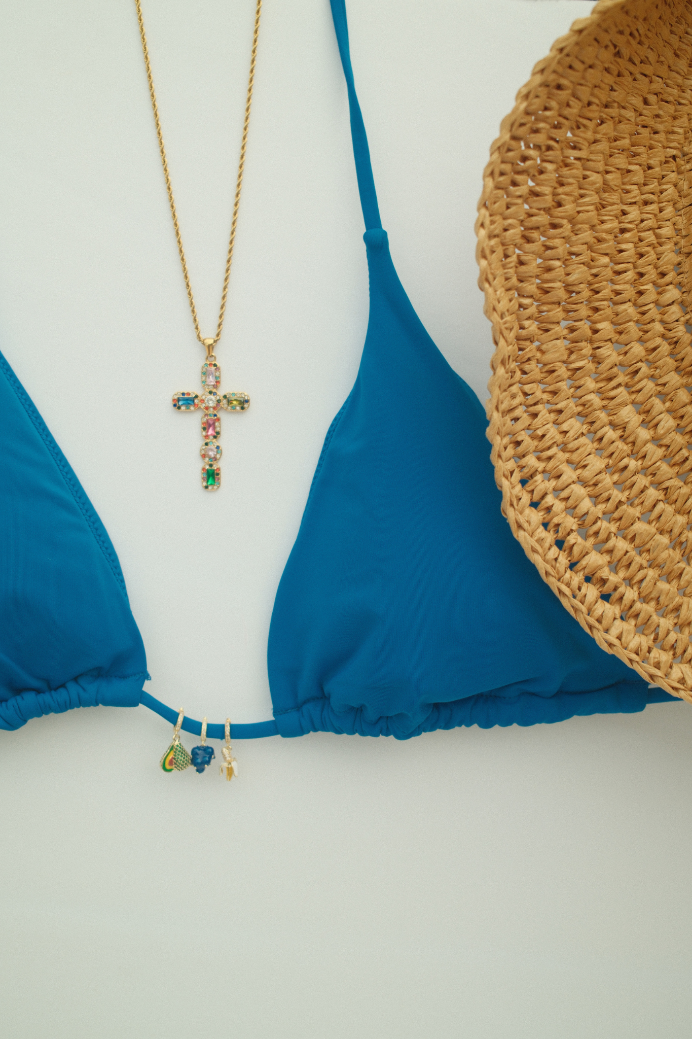 Colorful Cross Necklace (18k gold)