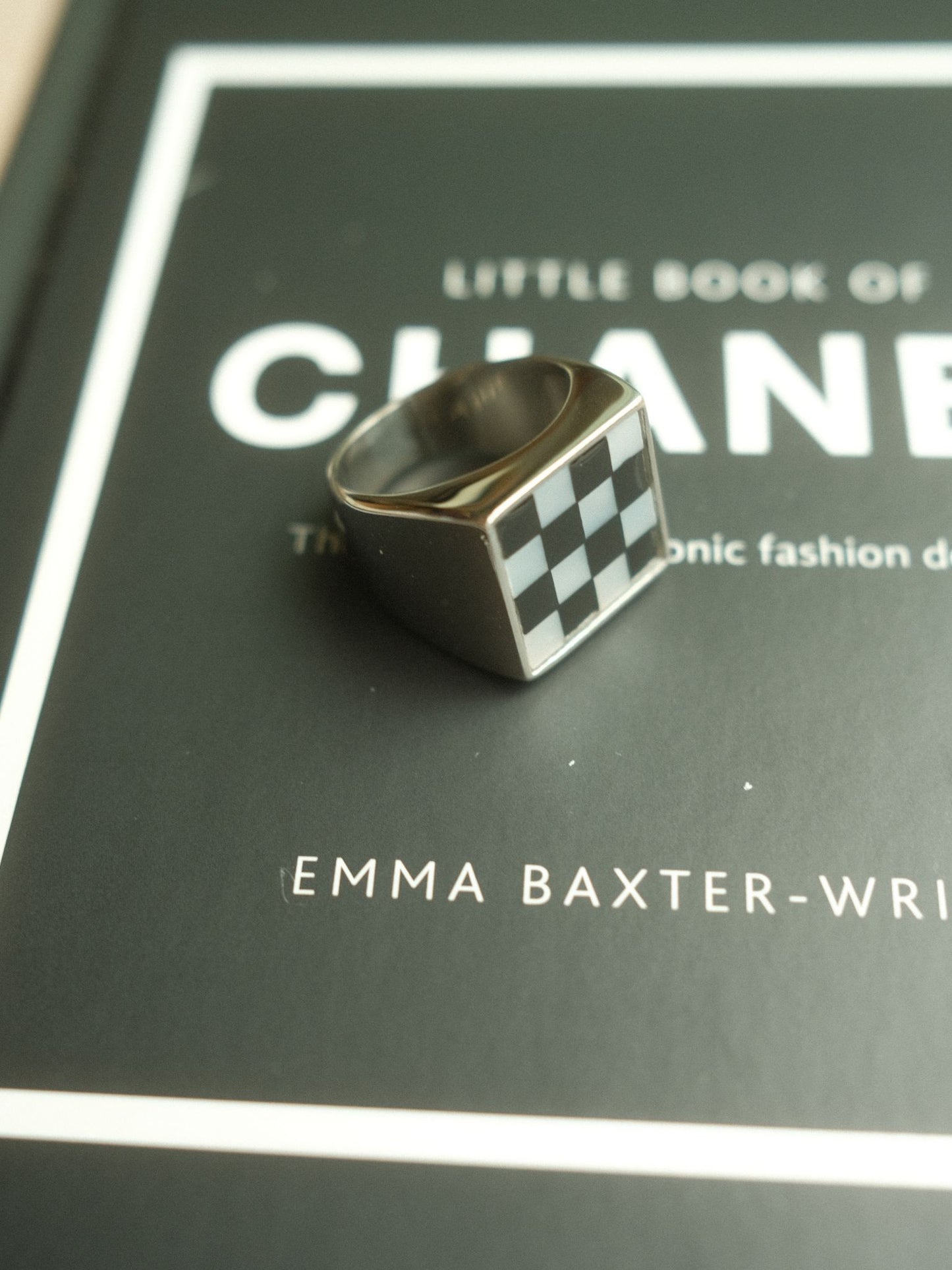 B&W Checkered Ring (silver)