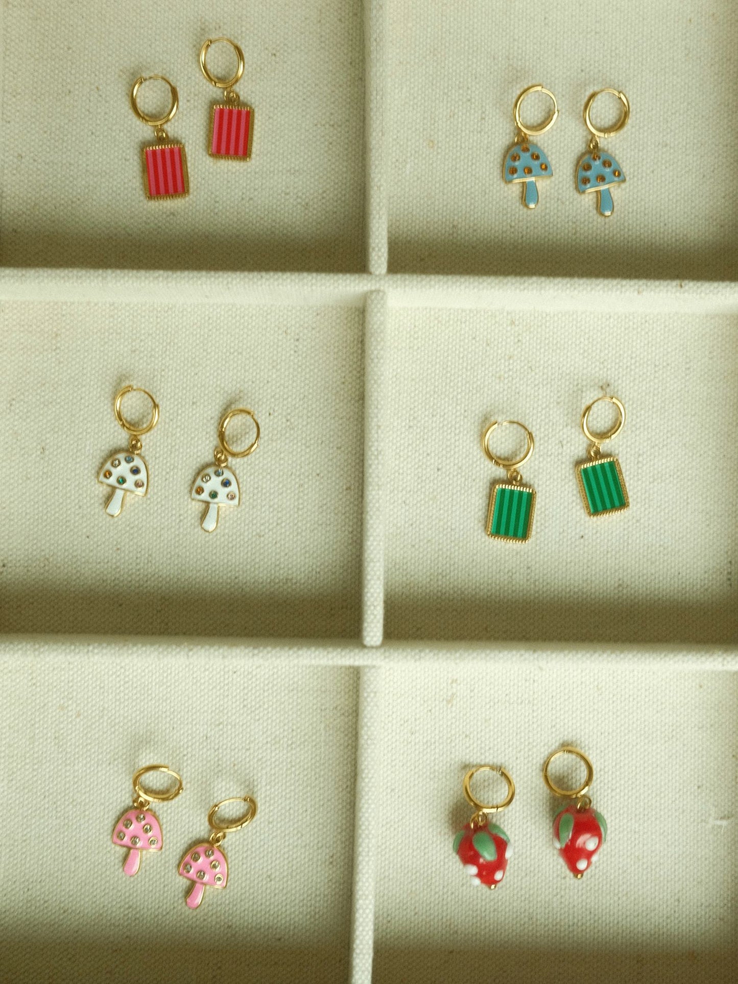 Red Striped Earrings (18k gold)