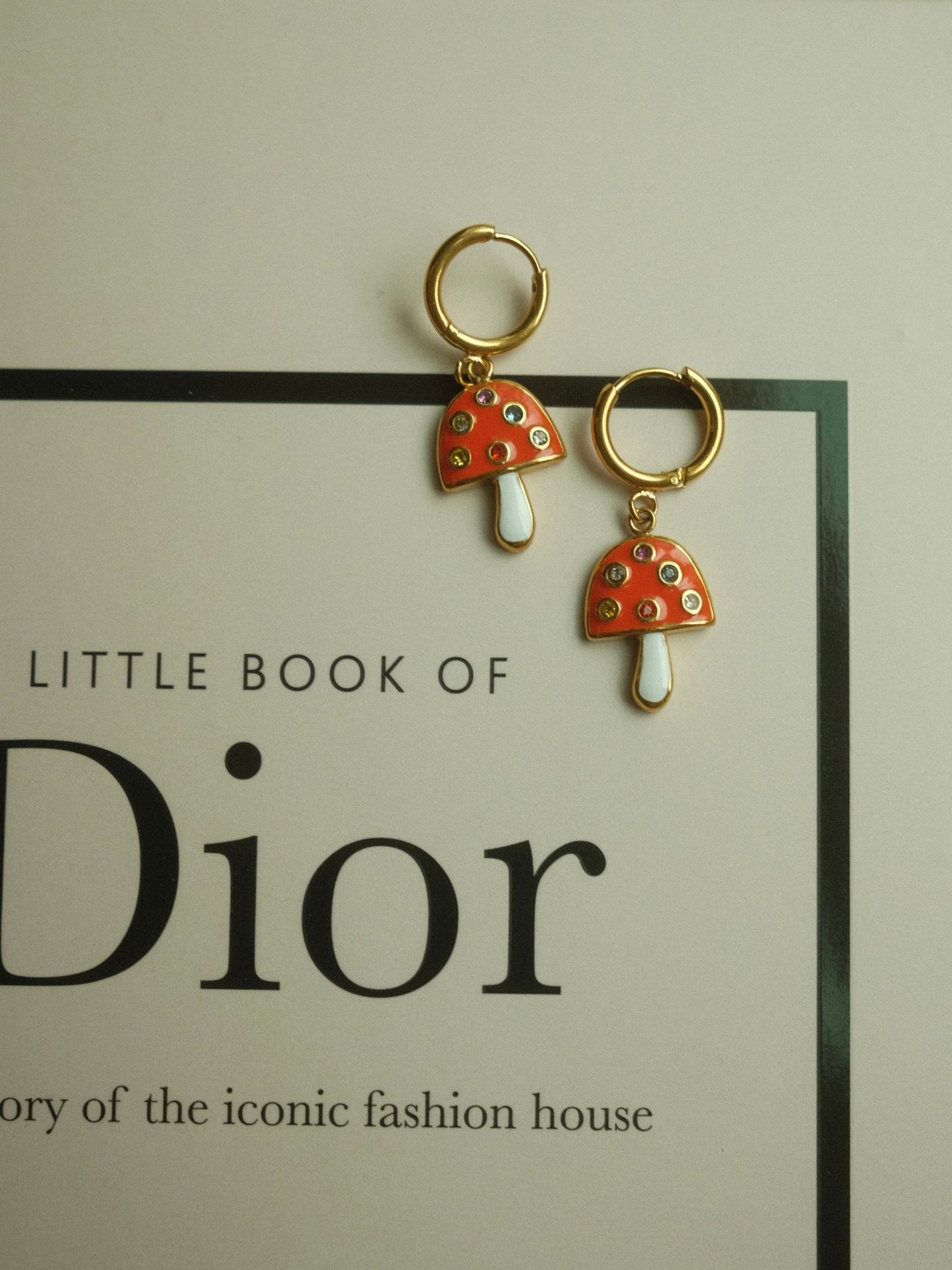 Orange Mushroom Earrings (18k gold)