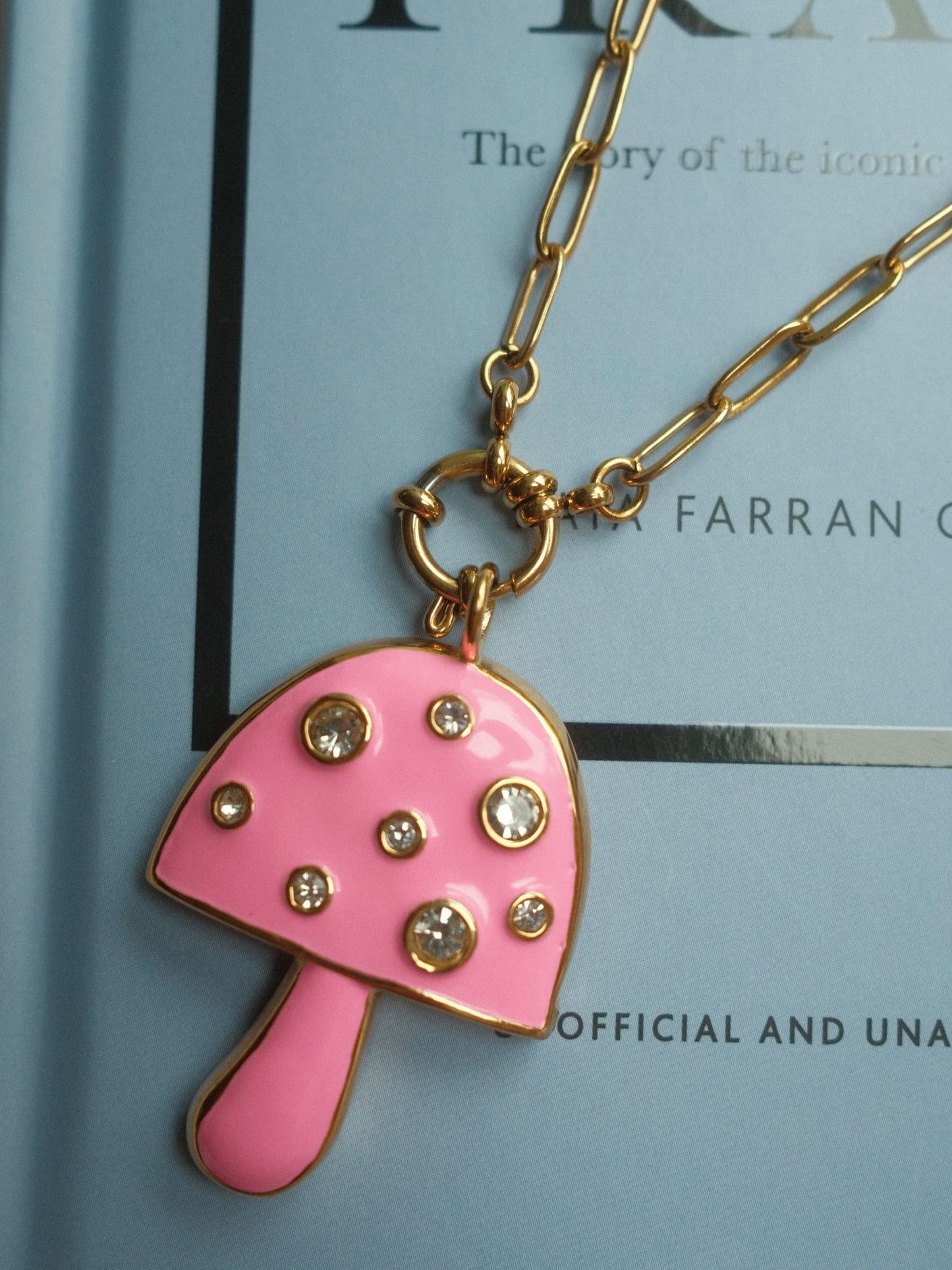 Pink Mushroom Necklace (18k gold)