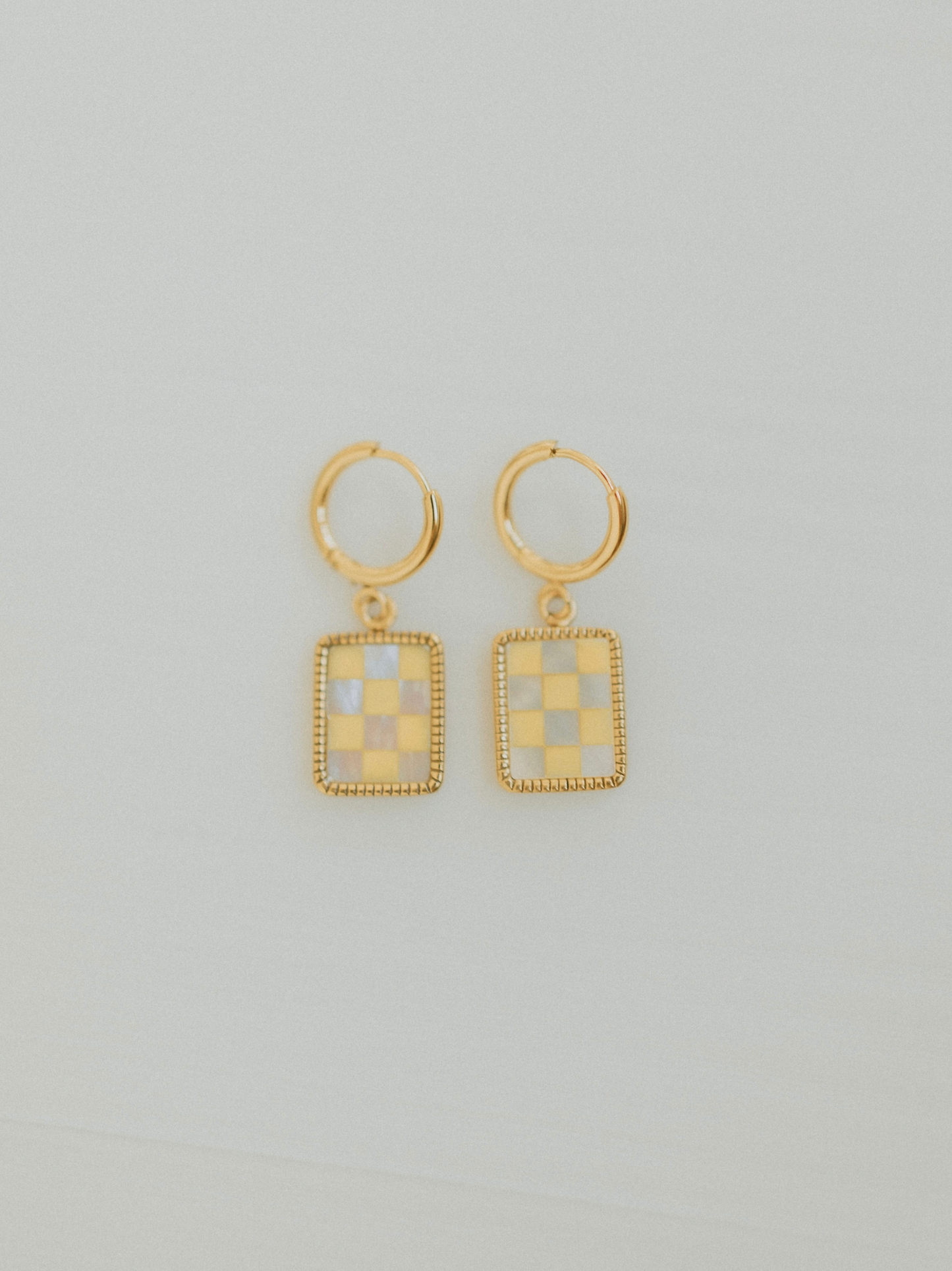 Yellow Checkered Hoops (18k Gold)