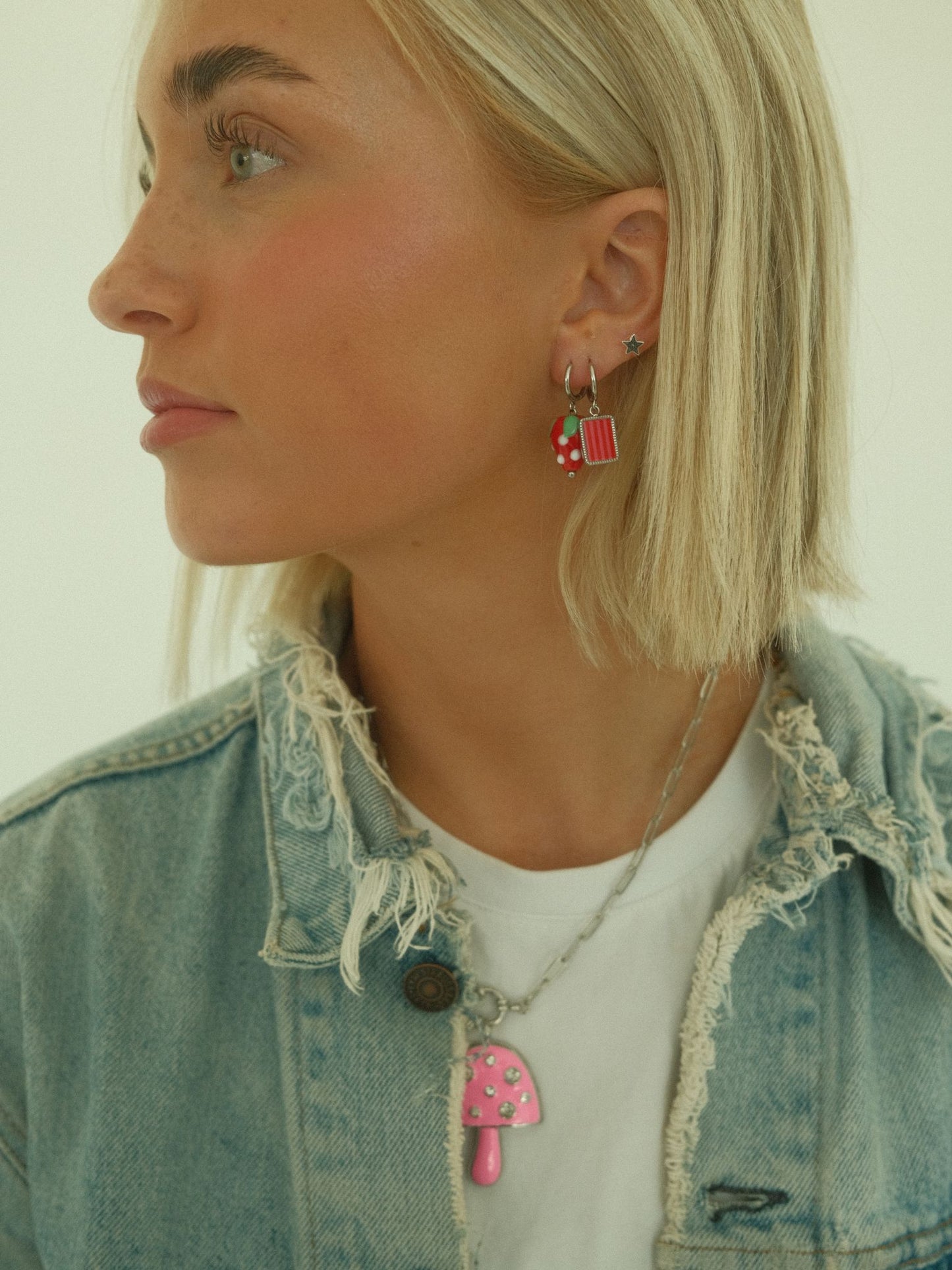 Red Strawberry Earrings (silver)