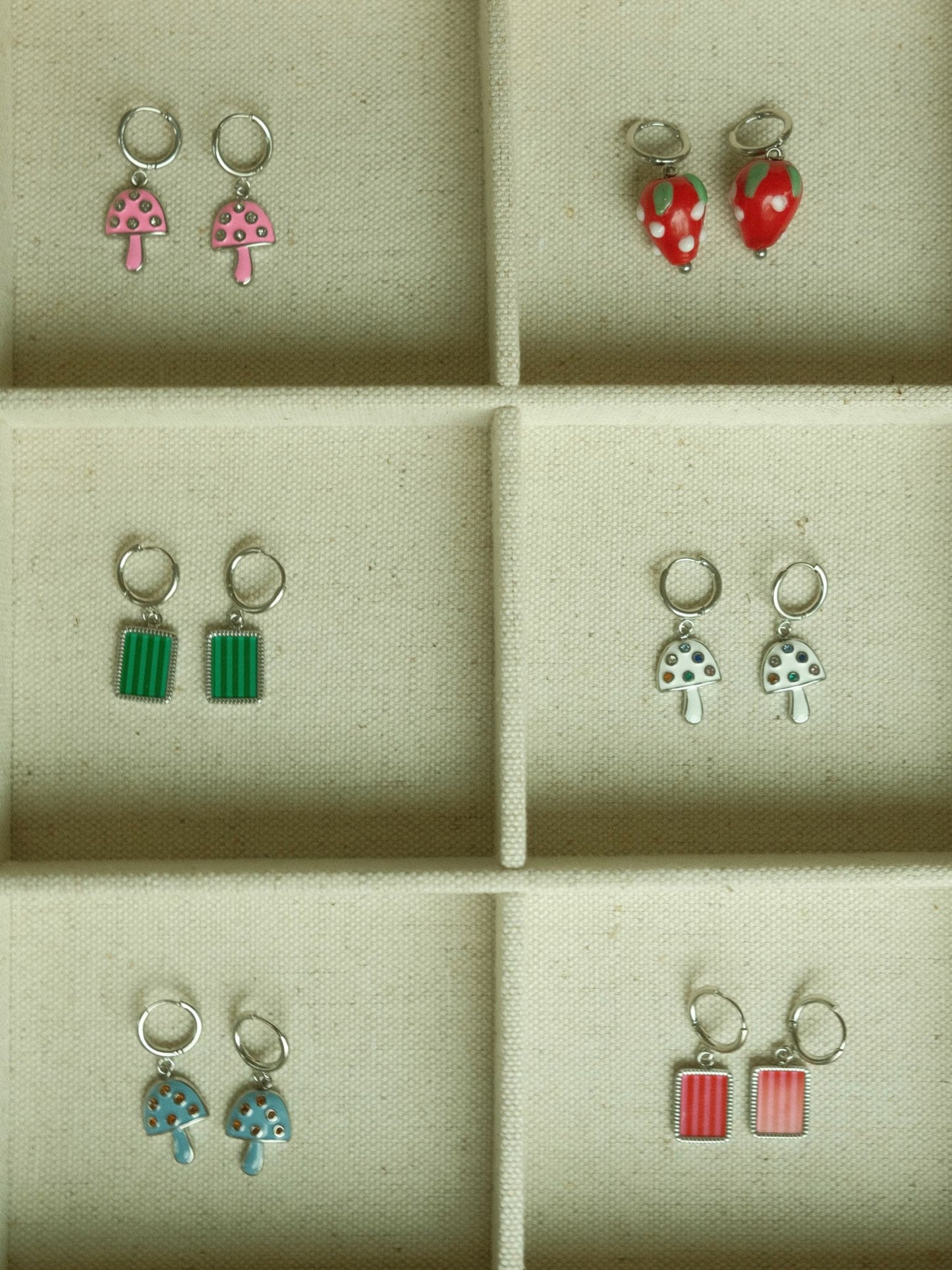 Green Striped Earrings (silver)