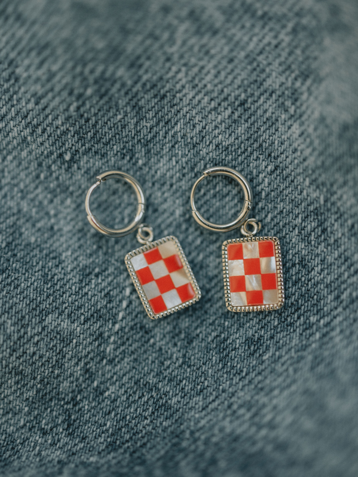 Red Checkered Hoops (Silver)