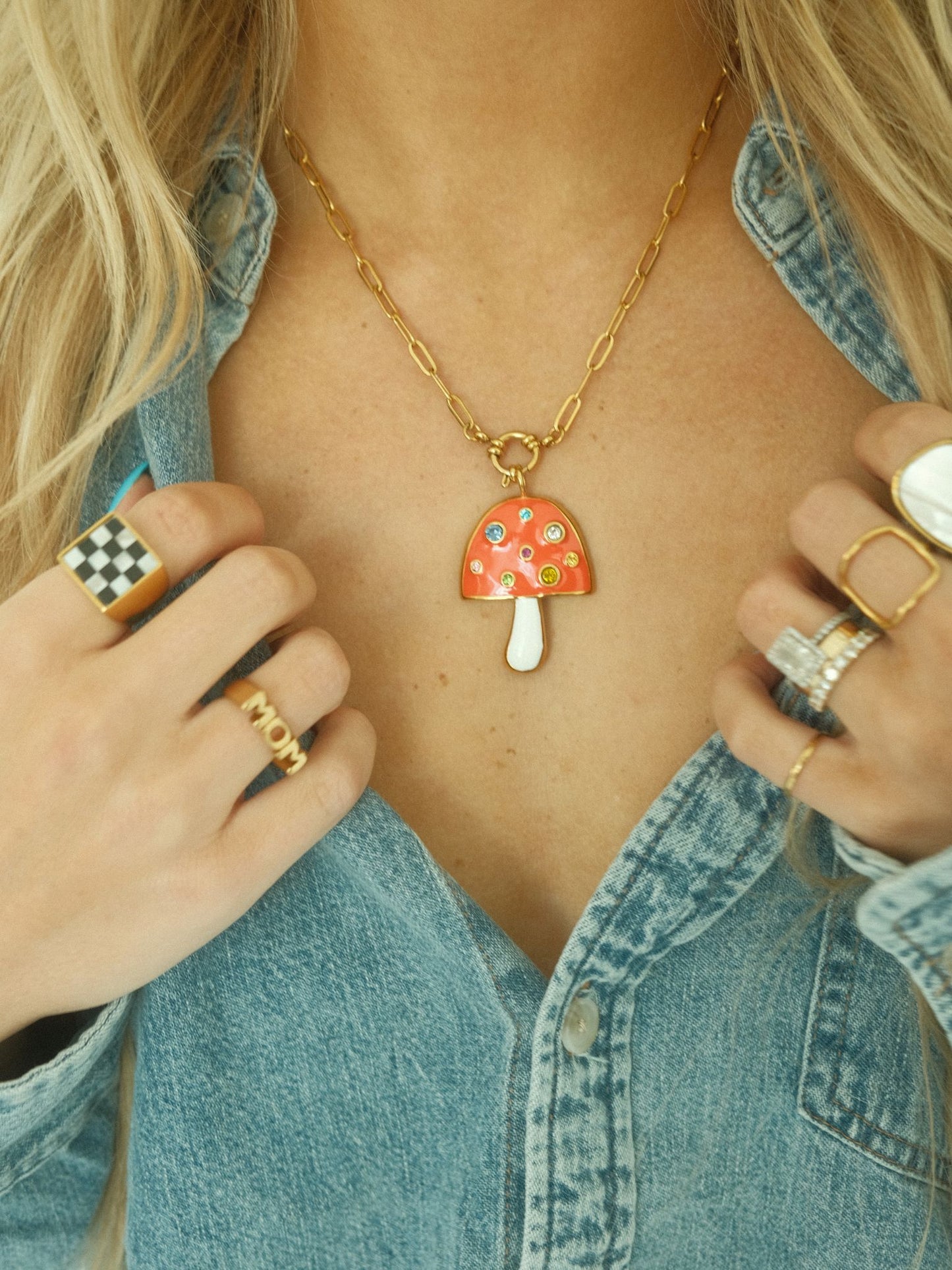 Orange Mushroom Necklace (18k gold)