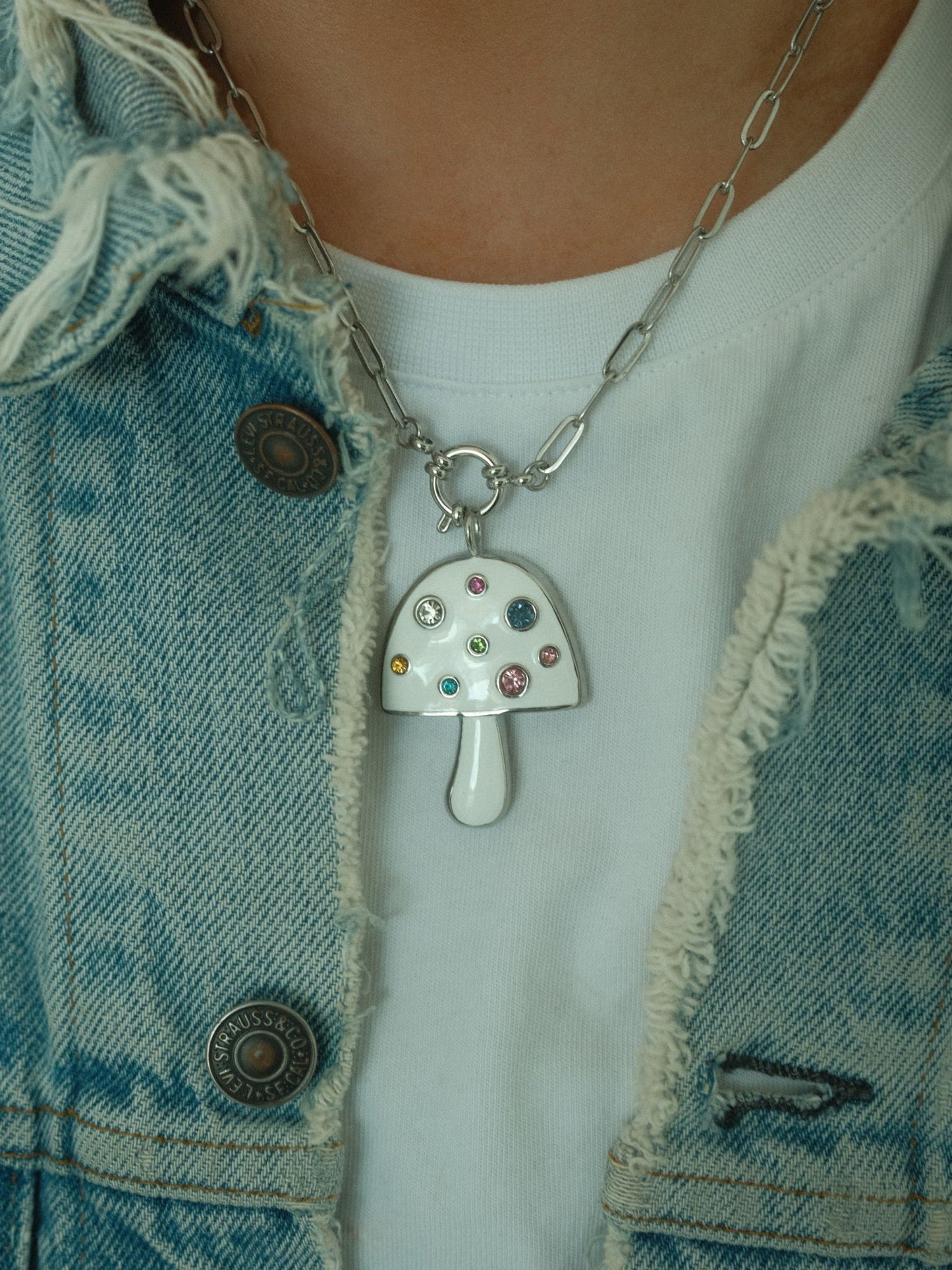 White Mushroom Necklace (silver)