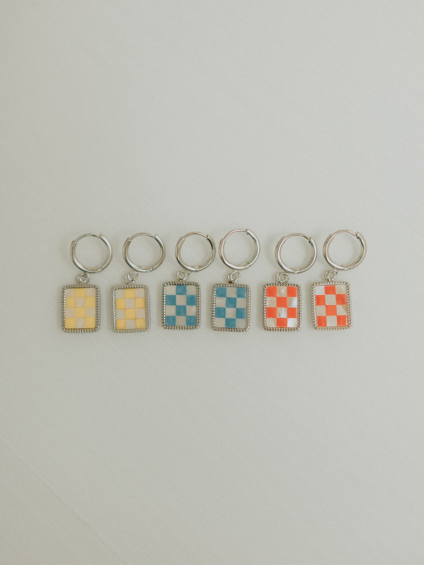 Yellow Checkered Hoops (Silver)