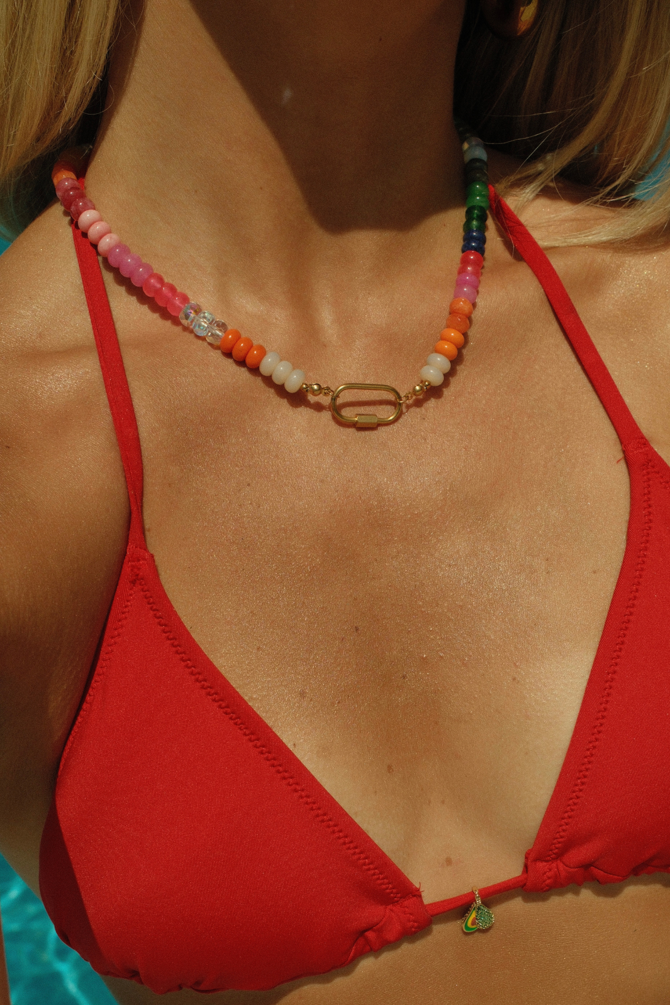 Rainbow Stone Necklace Carabiner