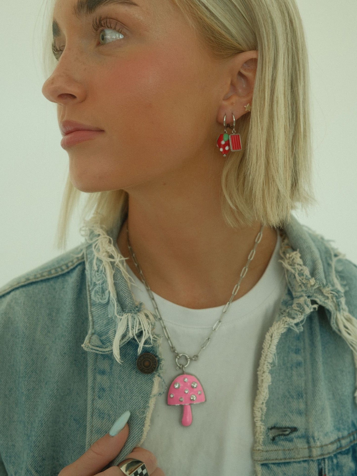 Red Striped Earrings (silver)