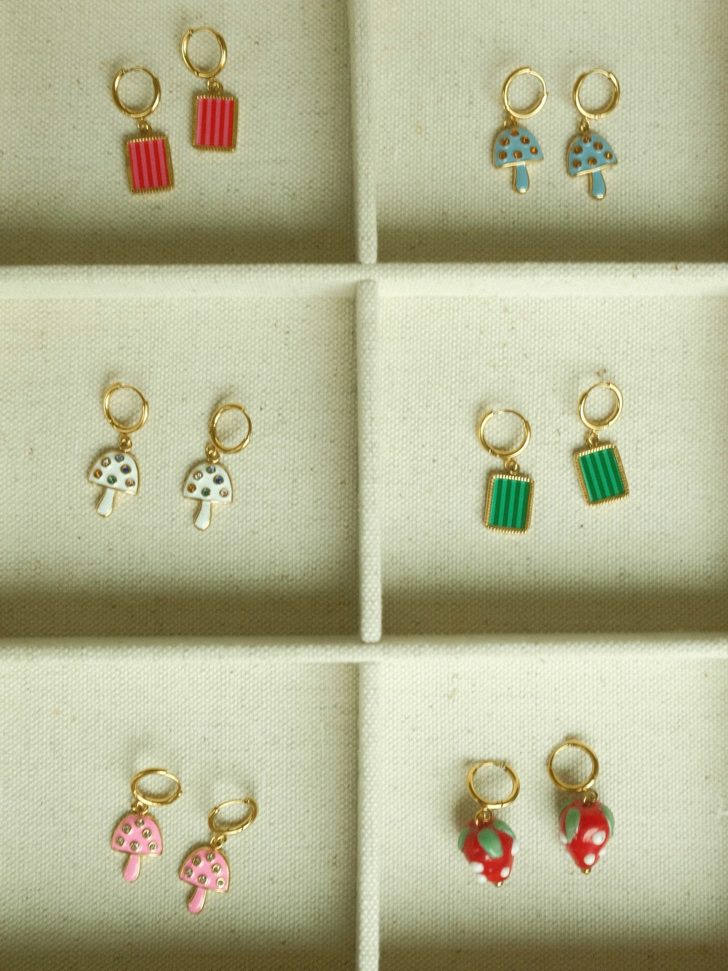 Green Striped Earrings (18k gold)