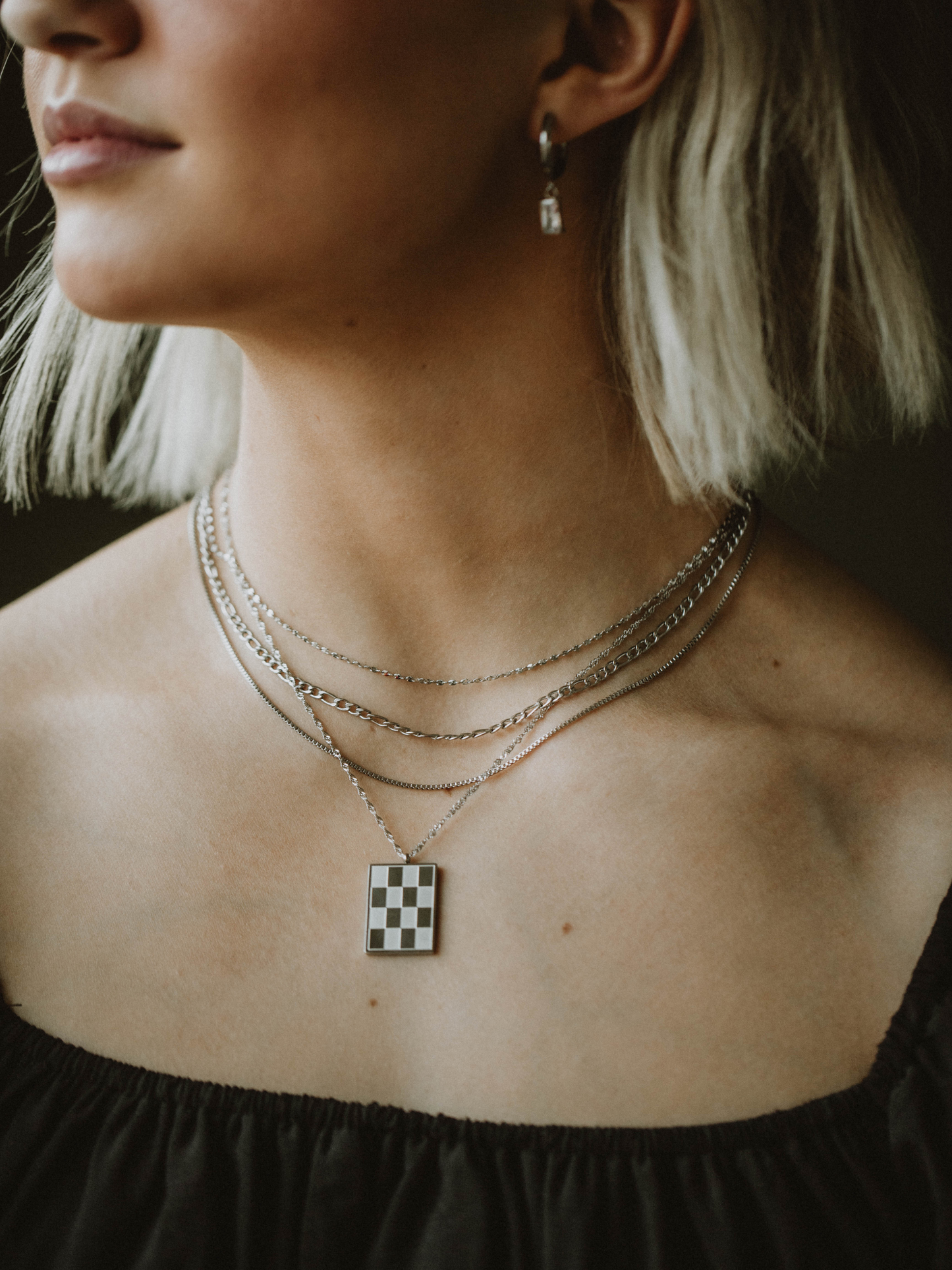 Checkmate Necklace - Silver