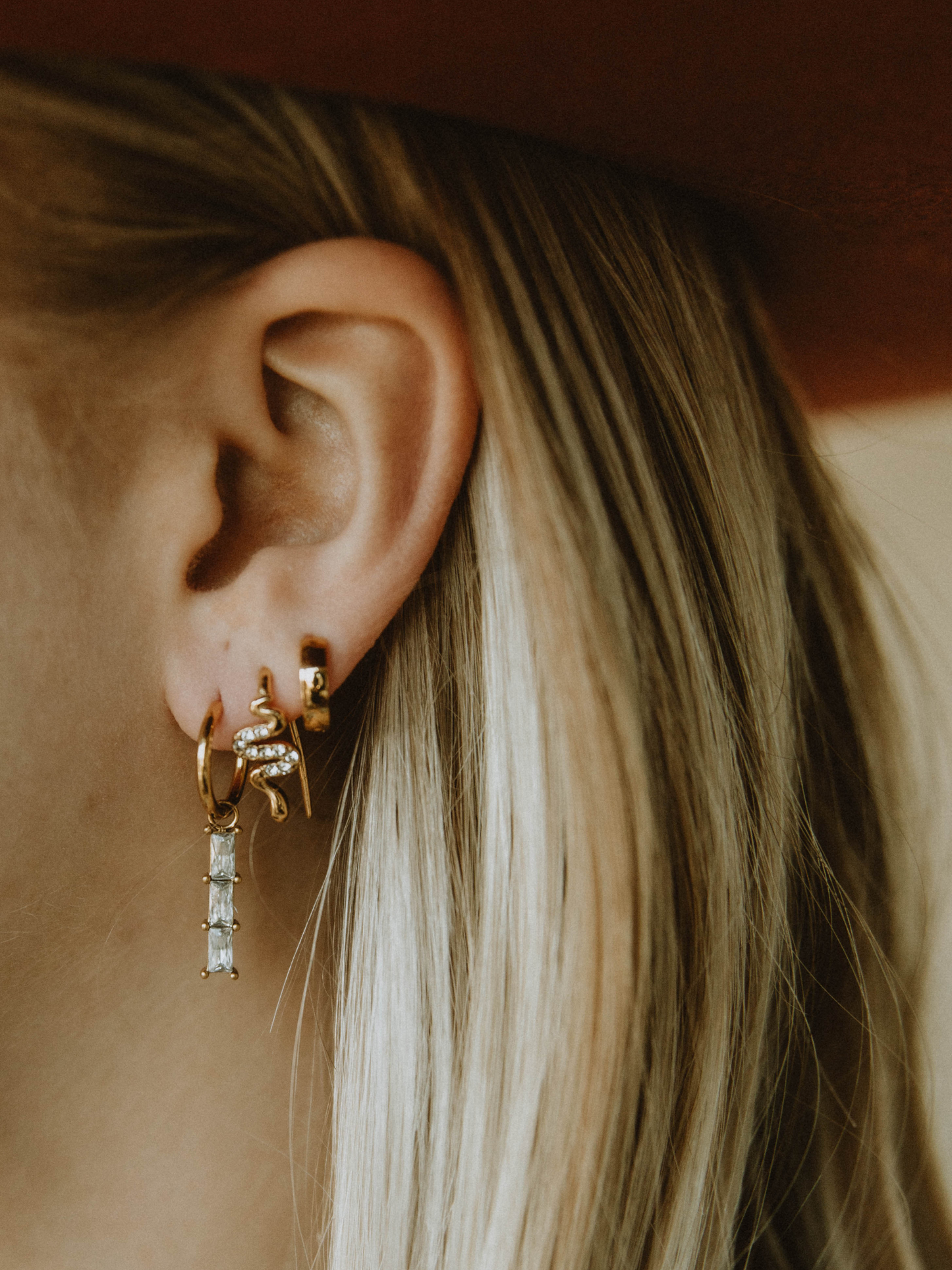 Pull Through Snake Earrings (18k gold)