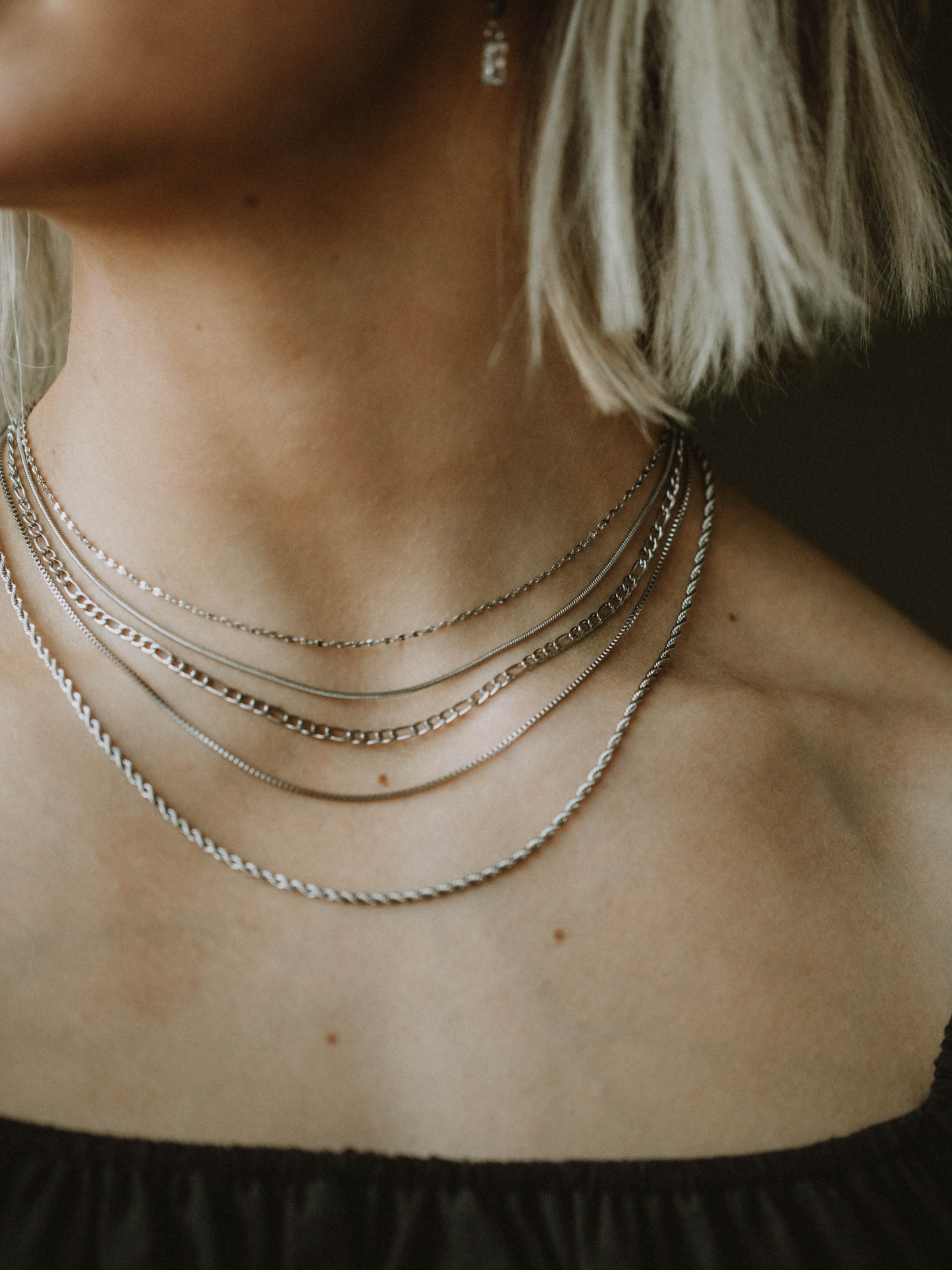 Twist Stacking Chain Necklace - Silver